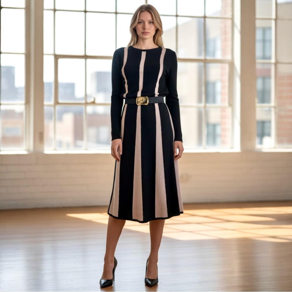 Vintage Alpha Studio Stockinette Knit Aline Midi Dress